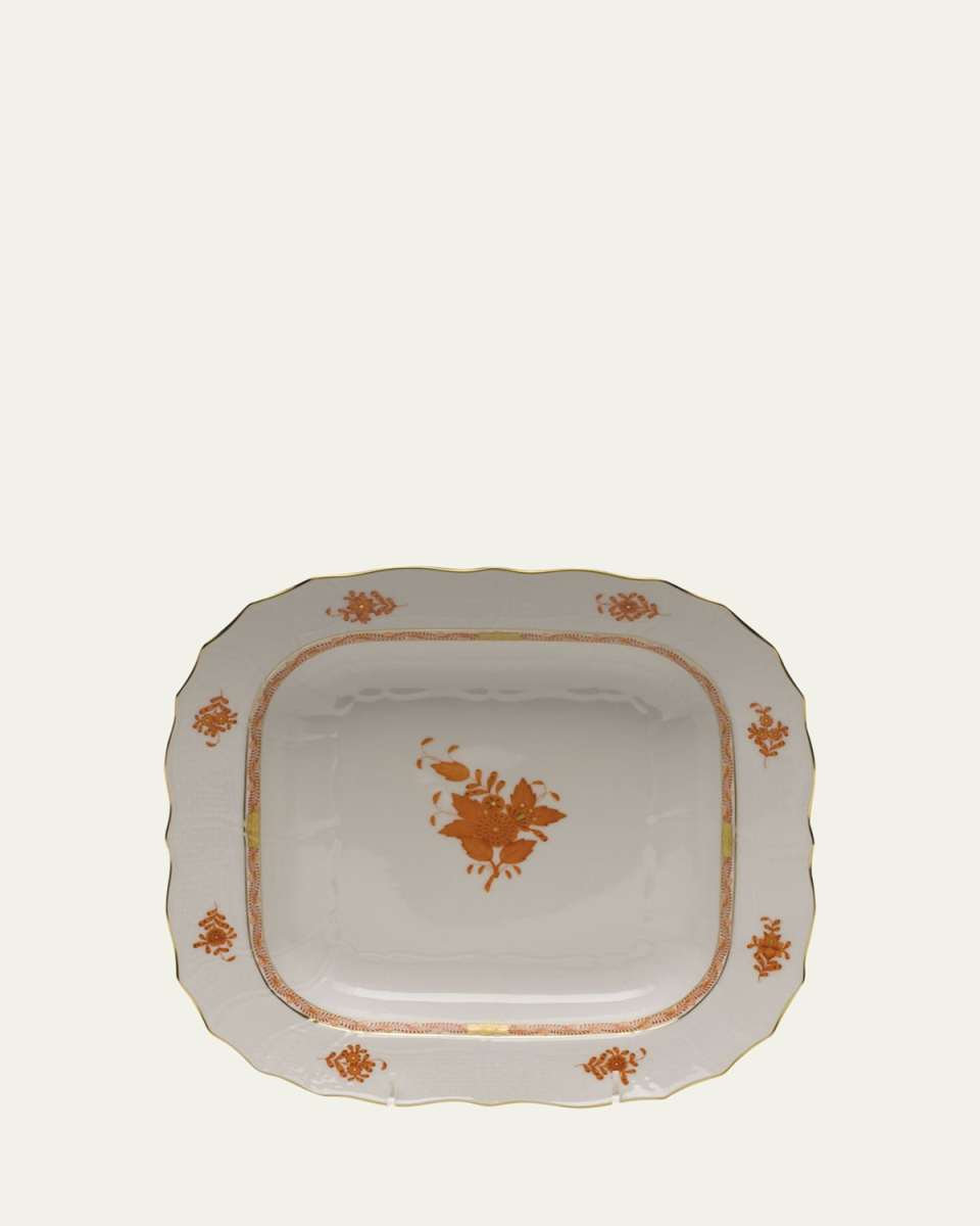 Chinese Bouquet Rust Square Fruit Dish